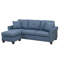 Canapé modulaire réversible en polyfibre bleu capitonné