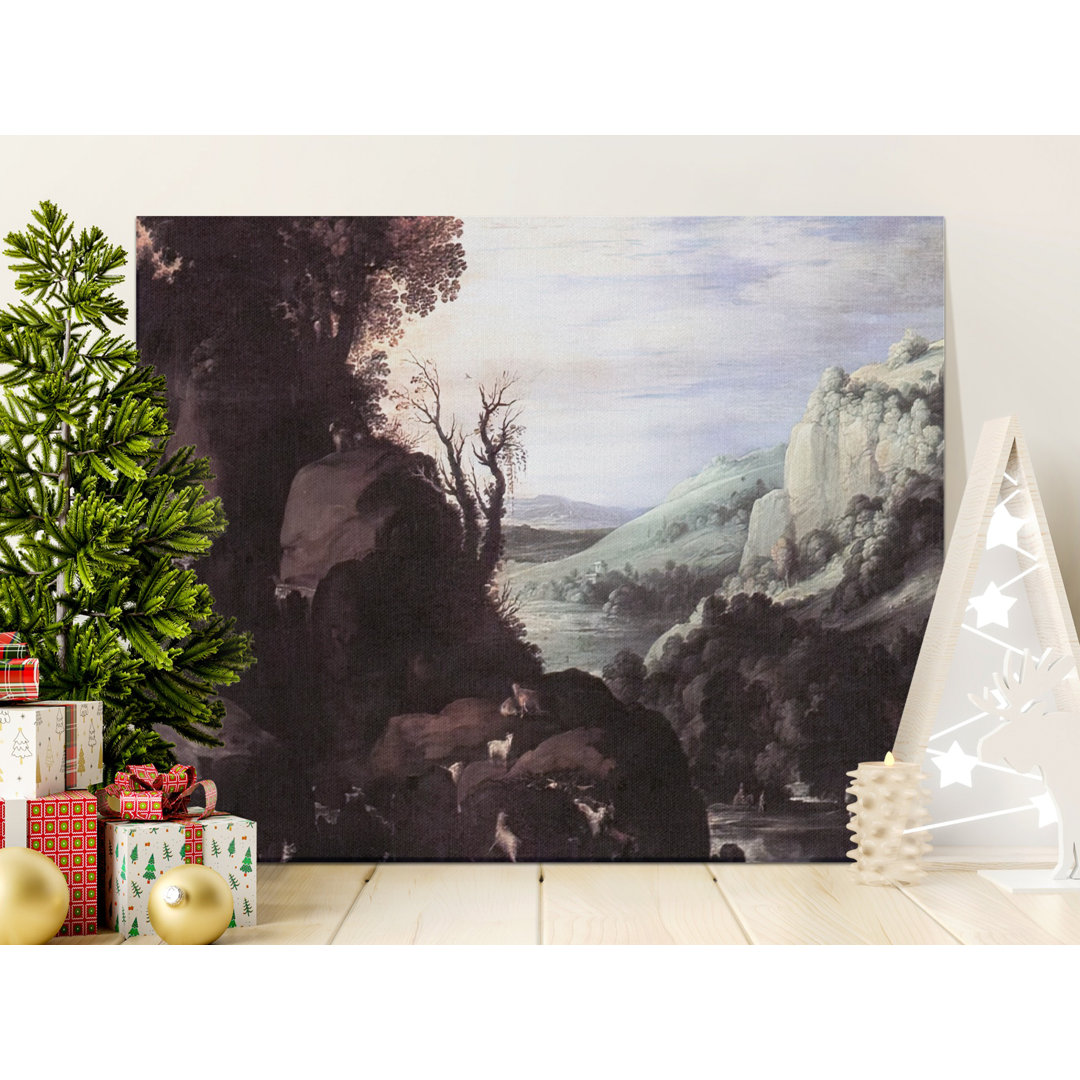 Landscape Canvas Wall Art, Goats in a Mountainous Landscape Print, Gallery Wrapped Canvas, Ready to Hang, Archival Inks, Home Decor