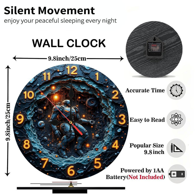 Art mural horloge Sci Fi Robot
