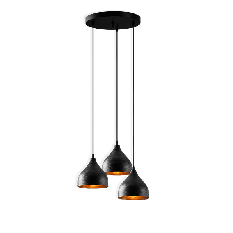 Luminaire suspendu 3 lumières, Noir