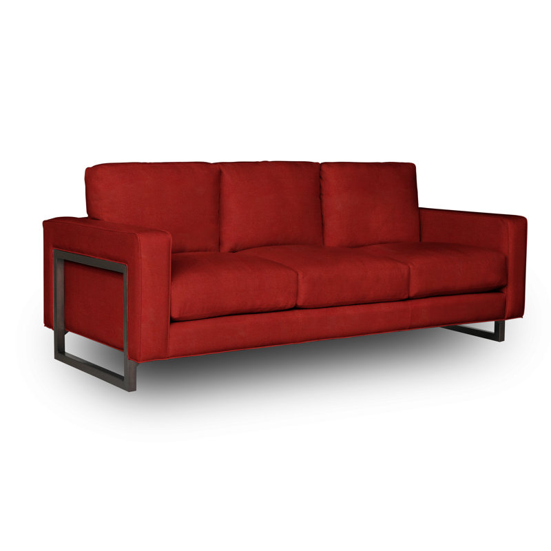 Penelope Leather Sofa, Cardinal Red (Cartier), Satin Dark Bronze