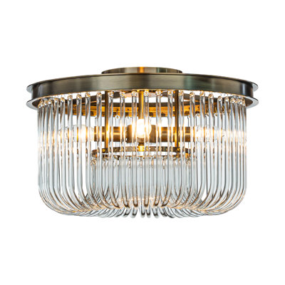 Andon Modern Elegant Round Glass Flush Mount Ceiling Light Antique Gold For Dining Room