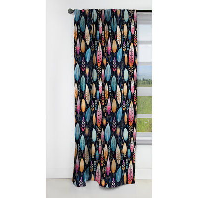 Tribal Dreamscape Feather Motif Boho II - Rideau occultant abstrait Boho - 1 panneaux
