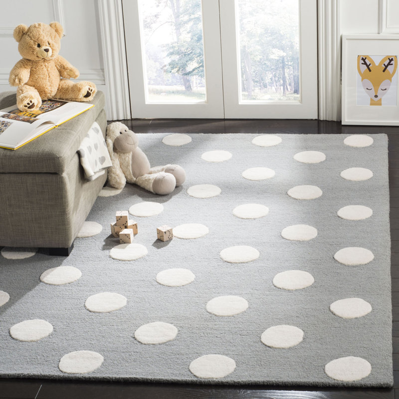 Tapis en laine touffeté à la main Krystyna, Gris / ivoire, Tapis de couloir 2 pi 6 po x 8 pi
