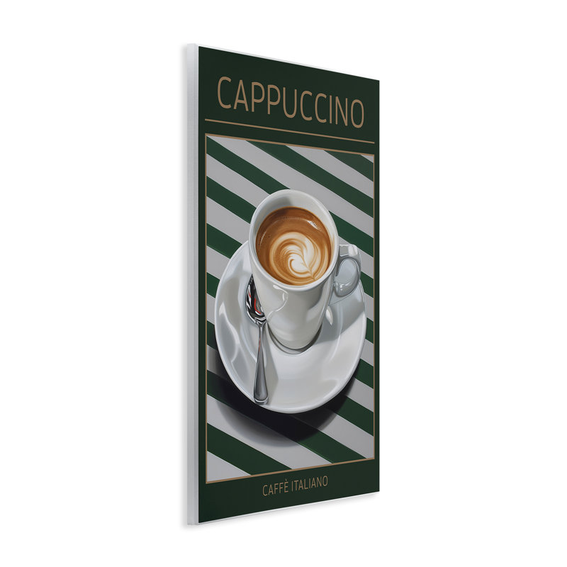 Plaque murale cappuccino café sur rayures, design par Andreas Magnusson, H 19 po x l 13 po