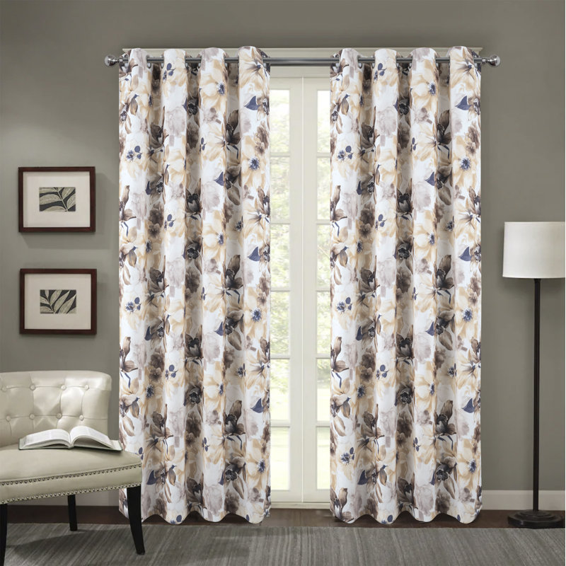 Rideau occultant en polyester Simervir, Taupe