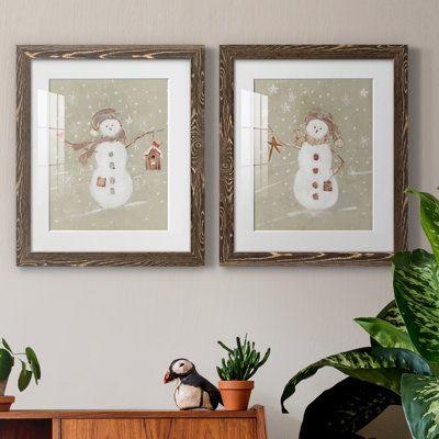 Linen Snowman I - 2 Piece Print