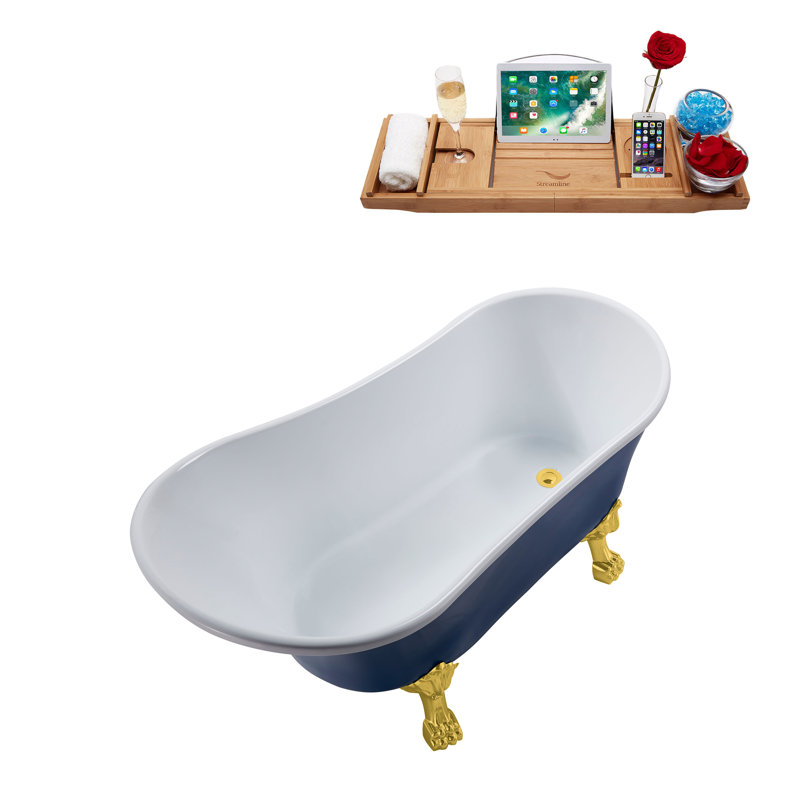 55.1'' x 26.8'' Soaking Acrylic Bathtub, Polished Gold, Polished Gold