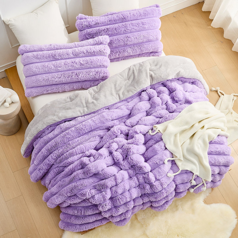 Roll Cakes Chunky Bunny - Coma Inducer Oversized Comforter Set, King Comforter + 2 King Shams, Purple