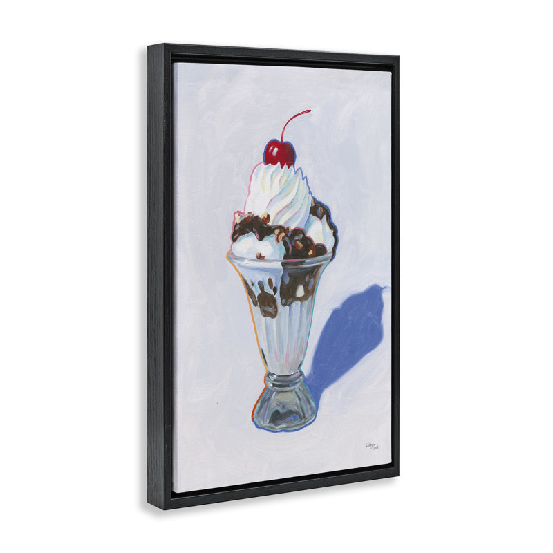 Toile flottante «Ice Cream Sundae» par Wellington Studio, Cadre flottant noir de jais, H 25 po x l 17 po