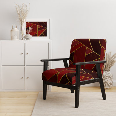 Fauteuil d'appoint rembourré «Gladkowski - Yellow Triangulars Over Shades Of Red»