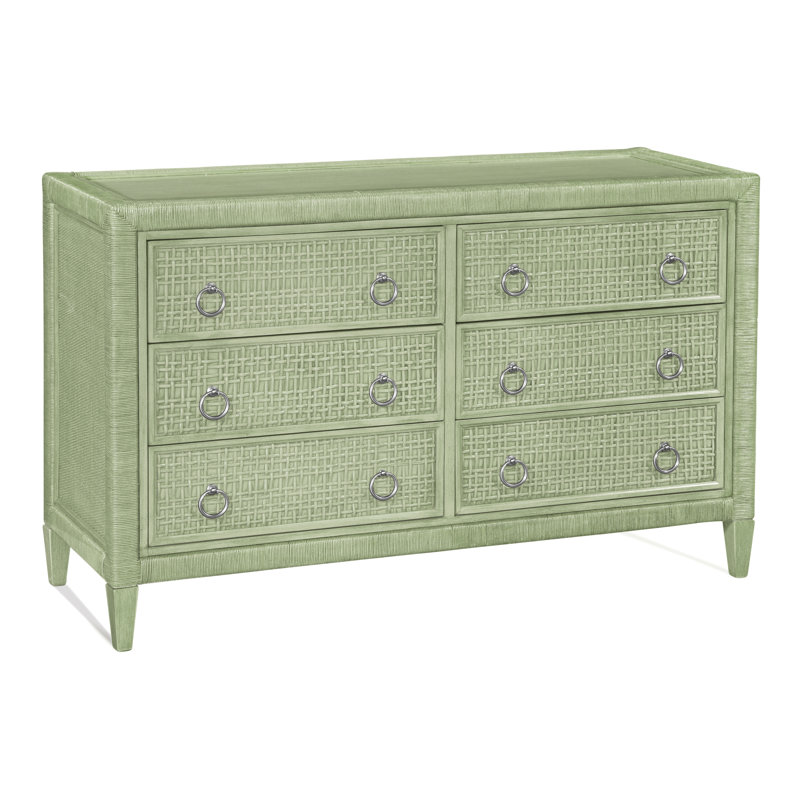 Naples 6 Drawer 54'' W Dresser, Celery, No, Satin Nickel