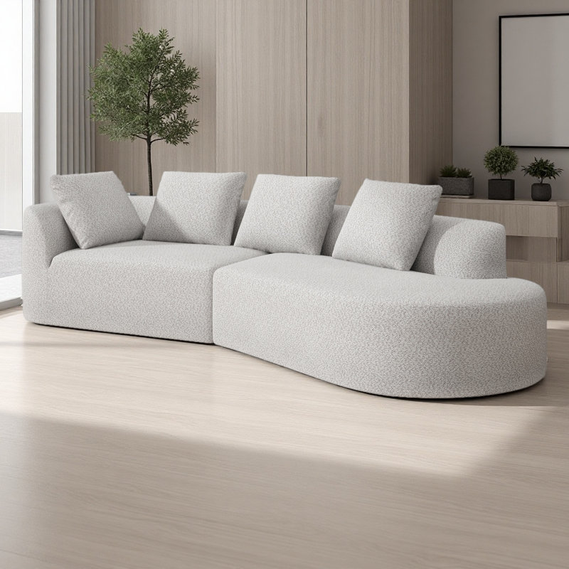 Canapé modulaire courbé de 116 po avec éponge entièrement compressée haute densité, Gris