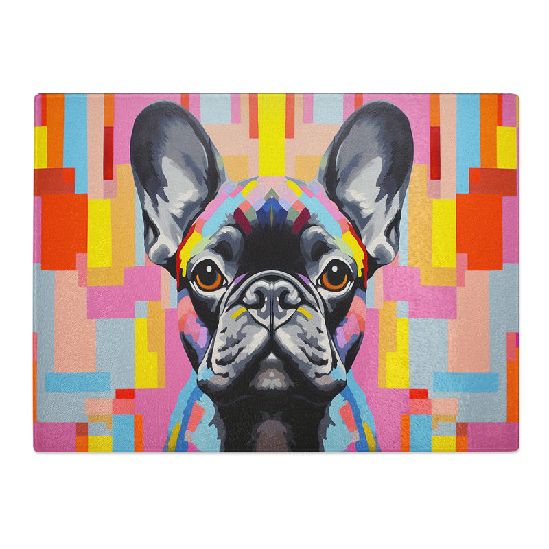 French Bulldog Hard Edge  Glass Chopping Board