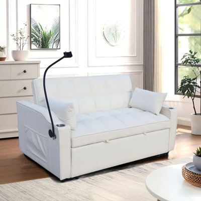 Canapé-lit convertible 3 en 1, canapé-lit futon en velours moderne avec lit escamotable, petit canapé-lit avec dossier ajustable, coussins décoratifs, poches