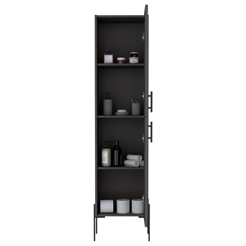 Armoire à linge Hopewell, salle de bain, Gris mat