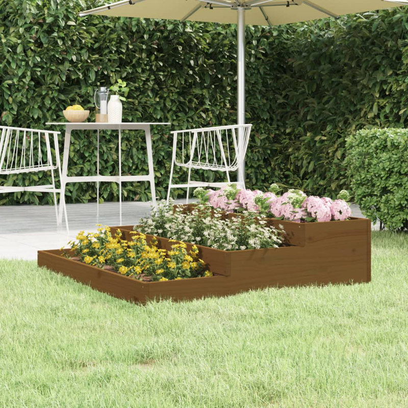 Anneclaar Self-Watering Wood Raised Garden Bed, Brown, 27cm H x 107cm W x 107cm D