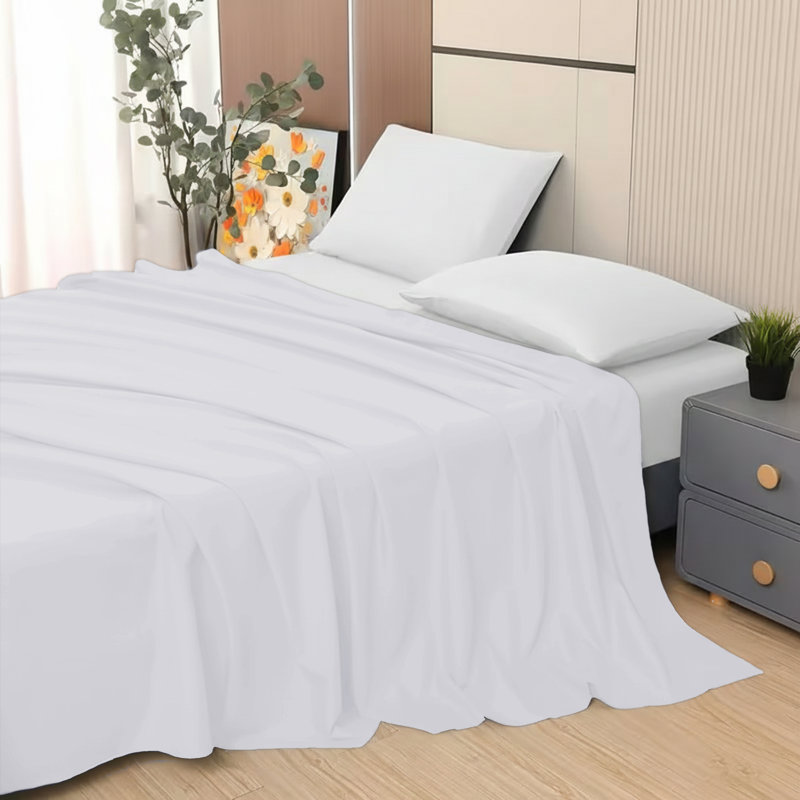 Cotton Blend Standard Flat Sheet, White, Single (3')