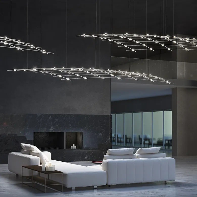 Aquarius Constellation Brass LED Chandelier 28"x66.75"