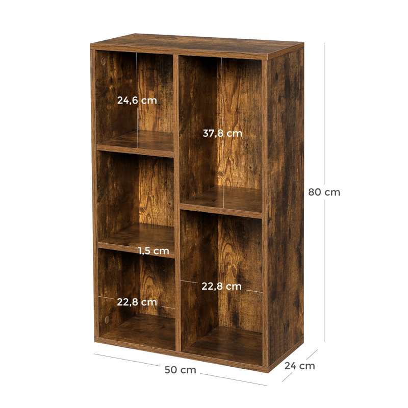 Caine 80cm H x 50cm W Standard Bookcase, Rustic Brown