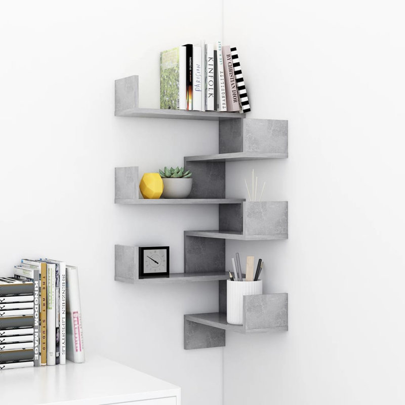 2 Piece Floating Shelf, Concrete Gray