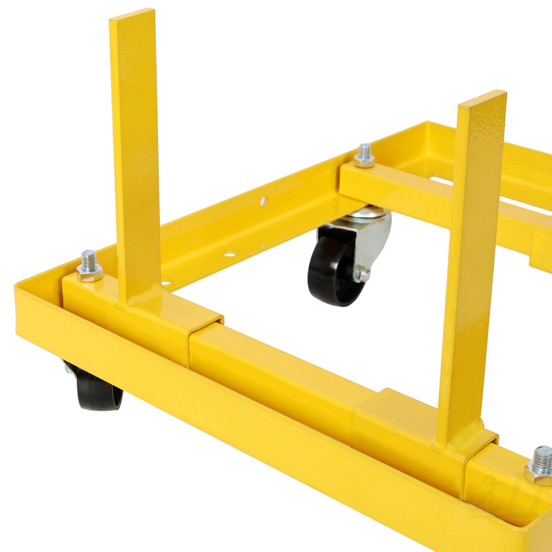 750lbs Rolling Engine Stand,Adjustable Width And Length, with 2pcs Buckle Straps,Yellow