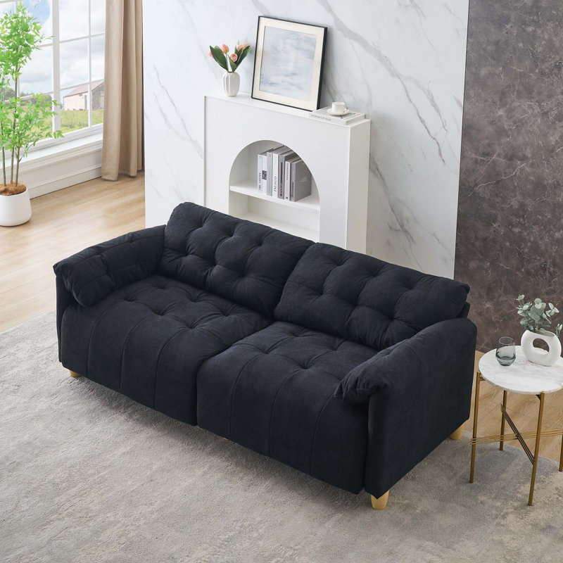 Canapé en tissu avec éponge haute densité Clintin Cloud, Flanelle noire