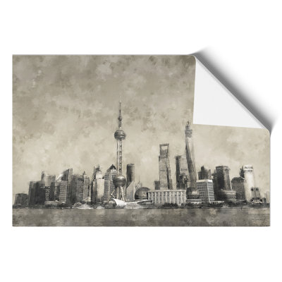 Shanghai Skyline Painting - Frameless Print