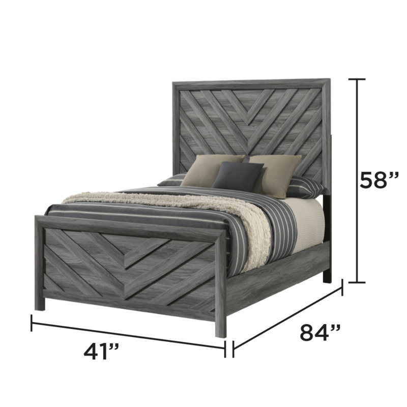 Lit simple en bois de style moderne, Gris