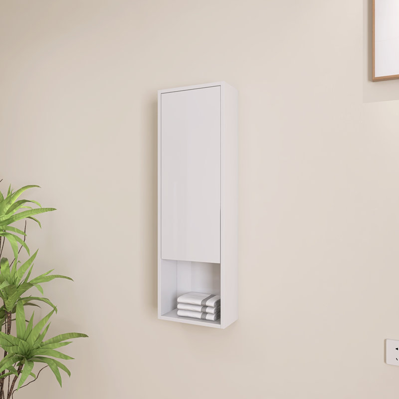 37.38"H Wall-Mounted Bathroom Cabinet, 37.47" H x 12" W x 5.97" D, White