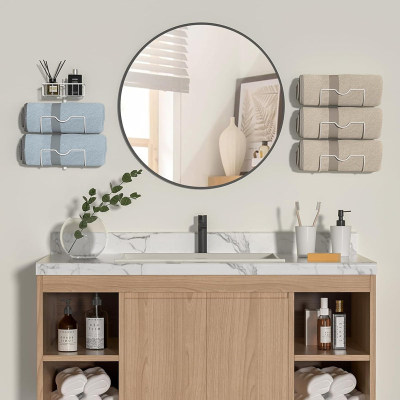 6-Tier Wall Mount Towel Rack with Adjustable Shelves – Over the Door Storage Organizer, Rustproof Metal Bathroom Holder for Towels & Robes