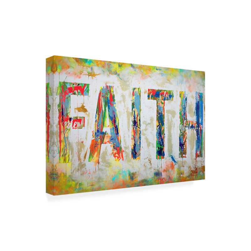 «Faith On Canvas» par Ivan Guaderrama, art textuel, H 12 po x l 19 po x P 2 po