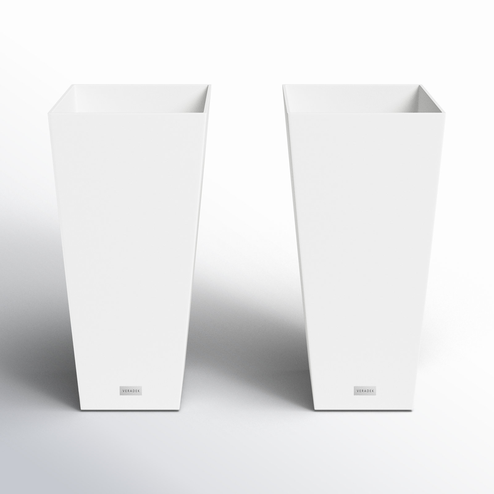 Veradek Pure Series Midland Planter, 30" H x 15.25" W x 15.25" D, White, Set of 2