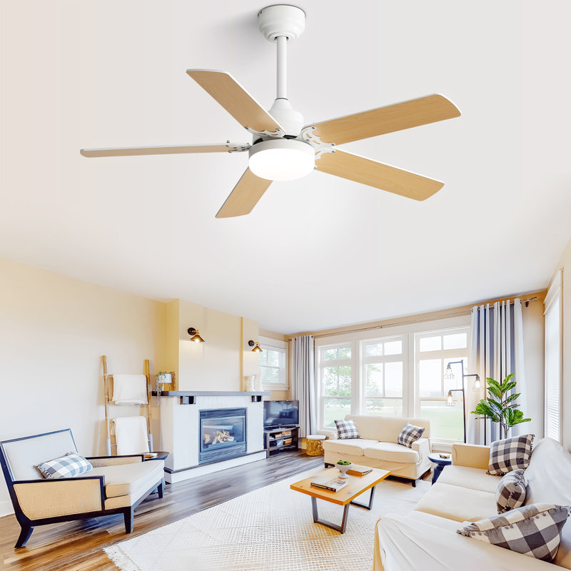 Energy Saving 42 Inch Ceiling Fan 5 Blades Noiseless Reversible Dc Motor Remote Control With Led Light