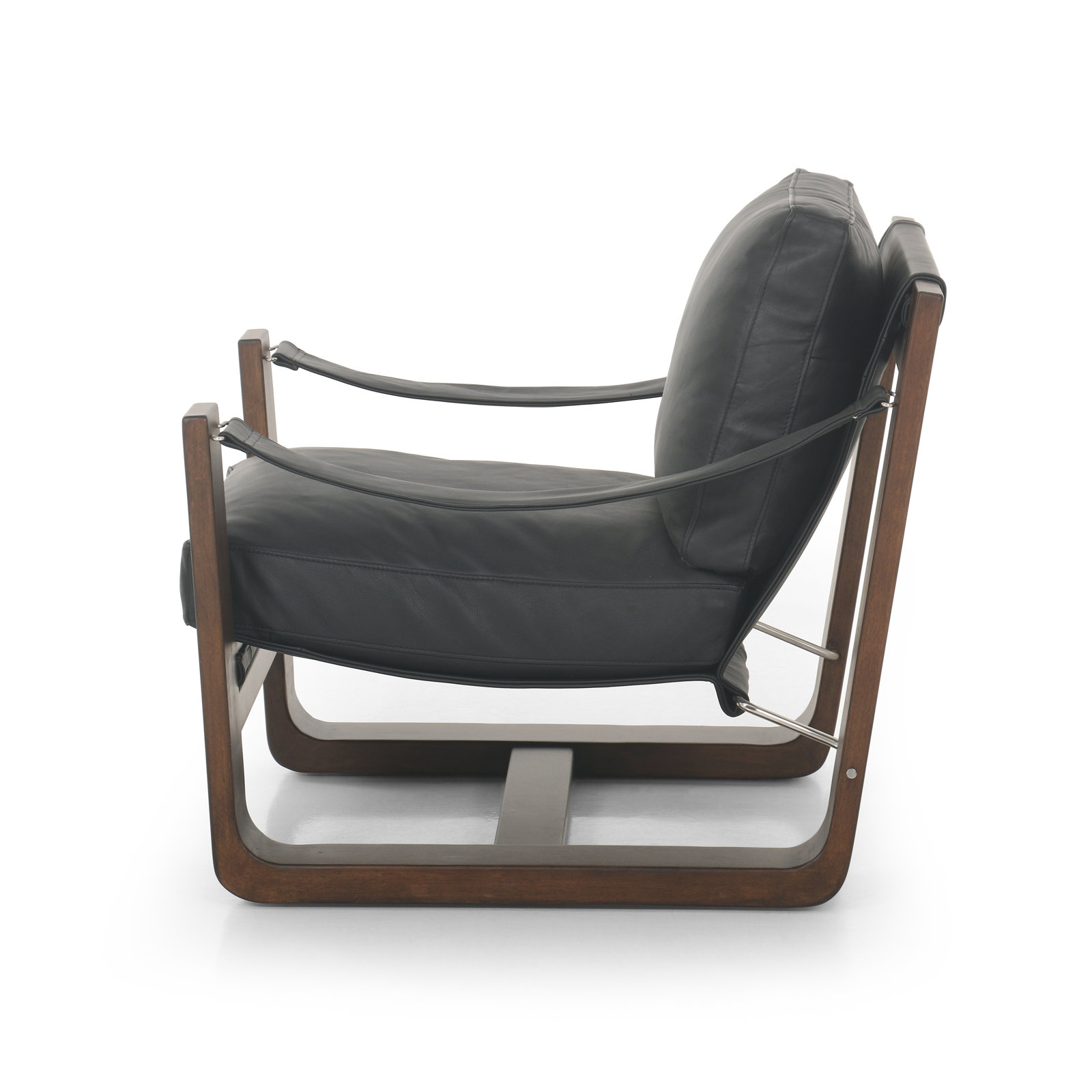 Arista Genuine Leather Armchair, Carson Black Genuine Leather