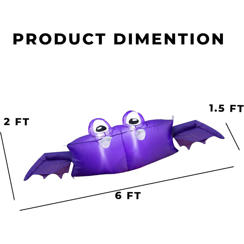 Décoration de coffre gonflable pour chauve-souris avec lumières intégrées Zonetech Halloween