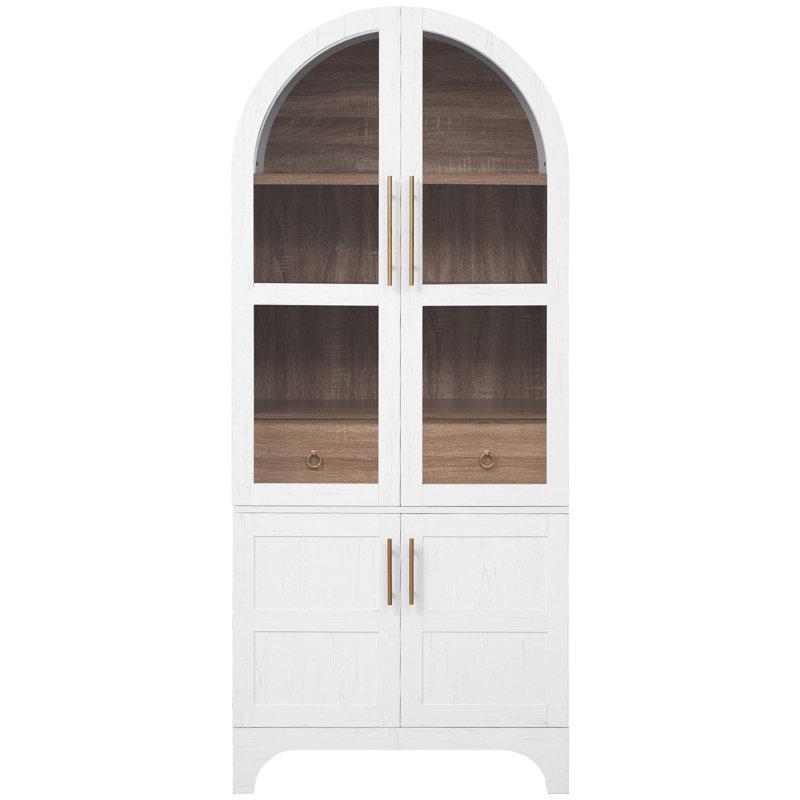 Tall Arched Kitchen Pantry Cabinet, White