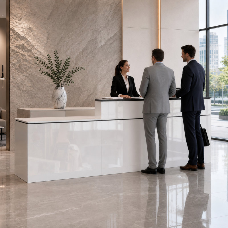 87.2" Modern Reception Desk with LED Lighting, Lockable Drawer, File Storage, Built-In Power Outlets, Keyboard Tray, Cable Management and Right Privacy Panel for Office, Salon and Retail