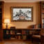 Château d'Halloween (1) Cadre mural vintage orné – Cadre doré décoratif pour art.-108132702