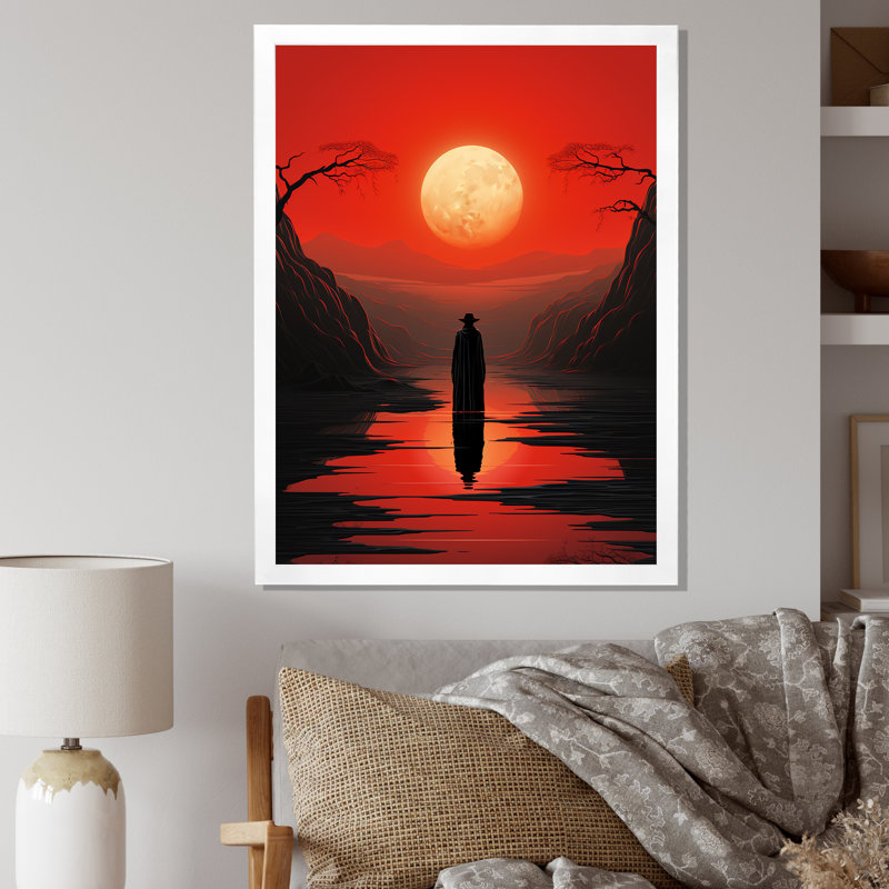 «Tibay Minimalistic Art Red Solitude II», reproduction sur toile, H 20 po x l 12 po x P 1 po, Cadre photo blanc