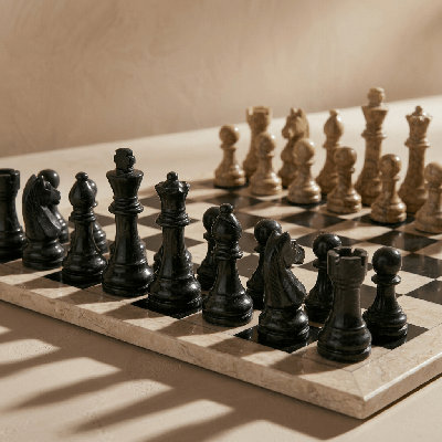 Premium Chess Set - Jeu d'échecs en marbre de 12 pouces avec étui de rangement par Marble Cultures