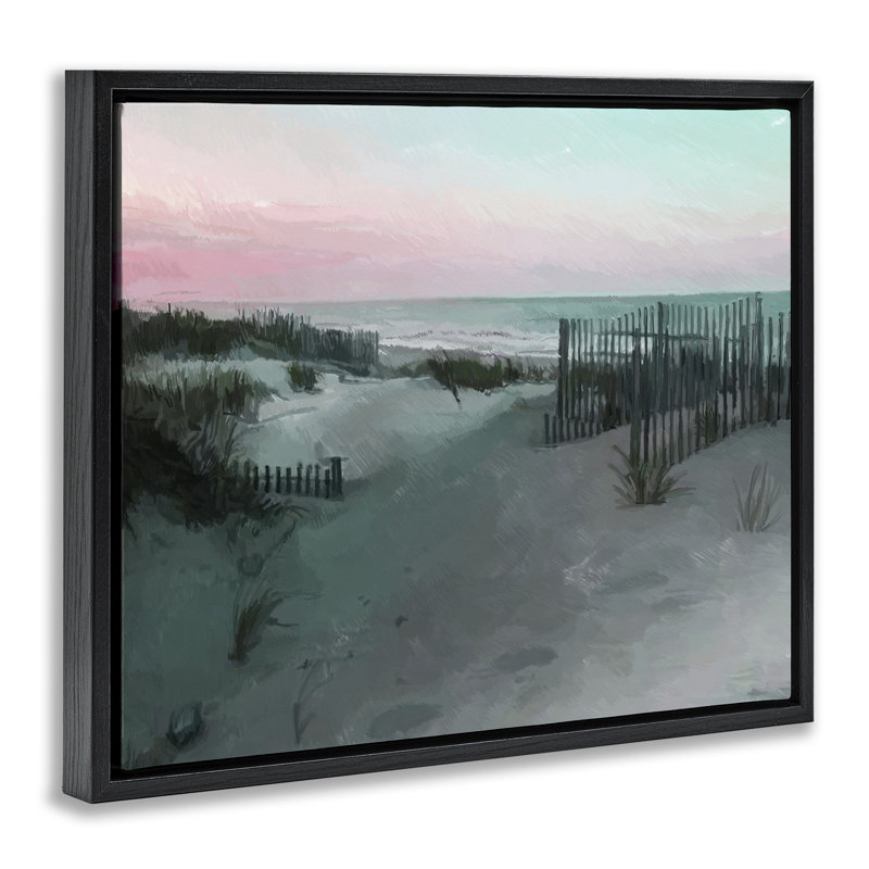 Cadre flottant Dunes Horizon At Sunset, design par Charles Swinford, H 17 po x l 21 po, Cadre flottant noir de jais