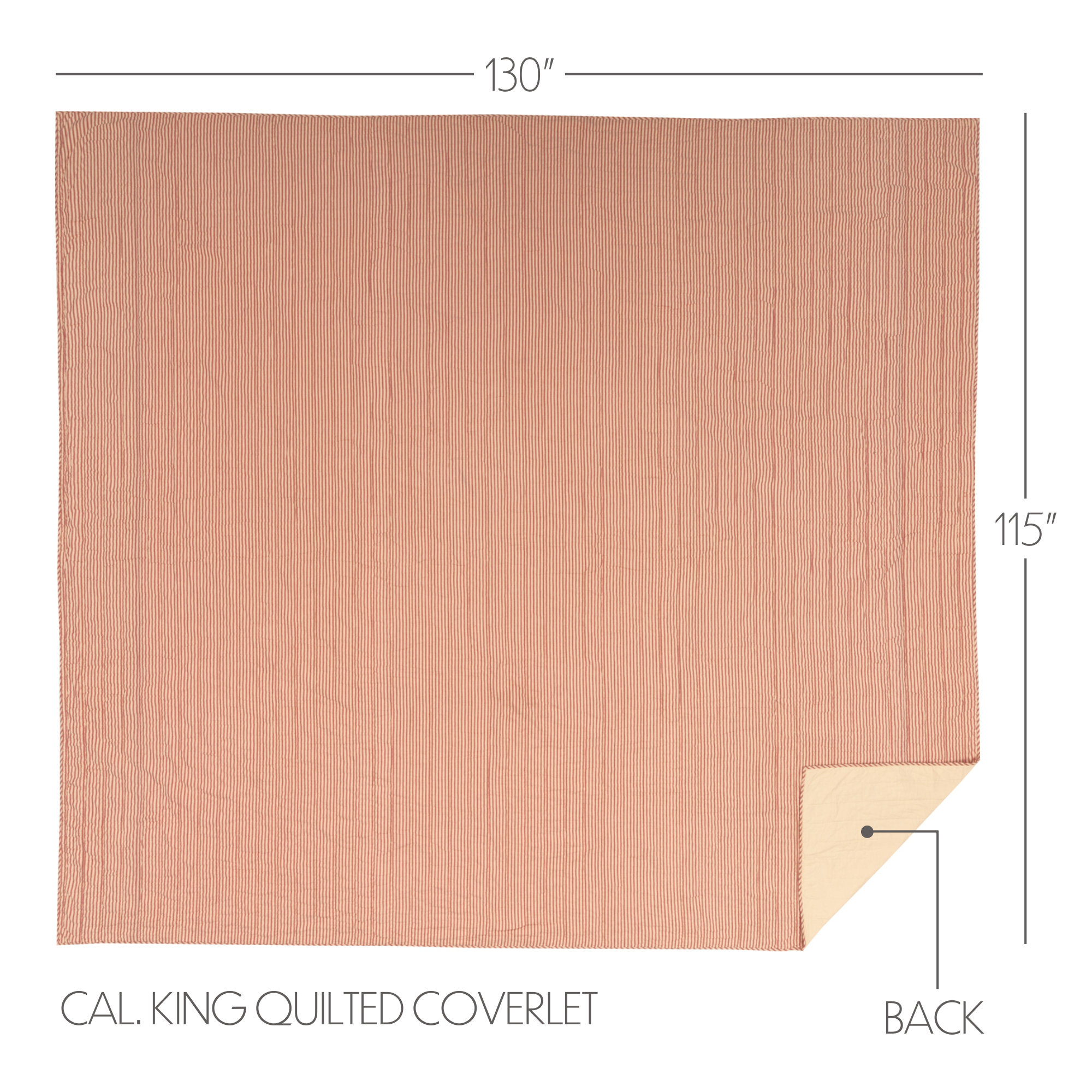 Sawyer Mill Ticking Stripe Quilt Coverlet, California King, Country Red & Dark Tan