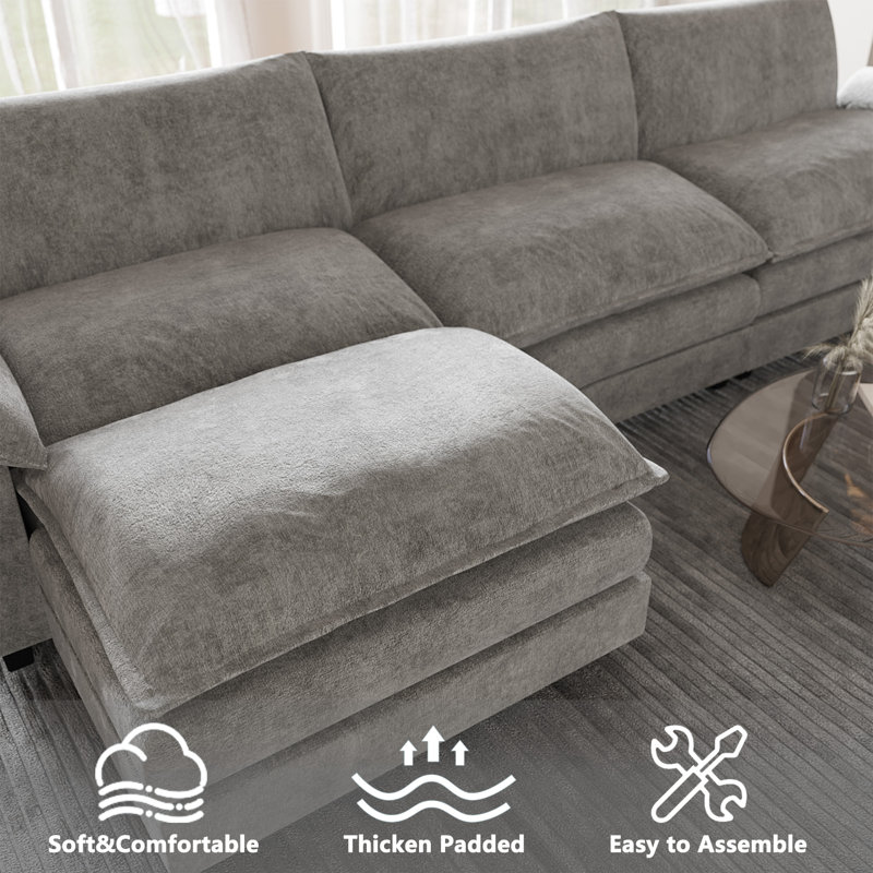 Arlynda 4 - Piece 118.9" L-Shaped Upholstered Sectional Sofa Couch