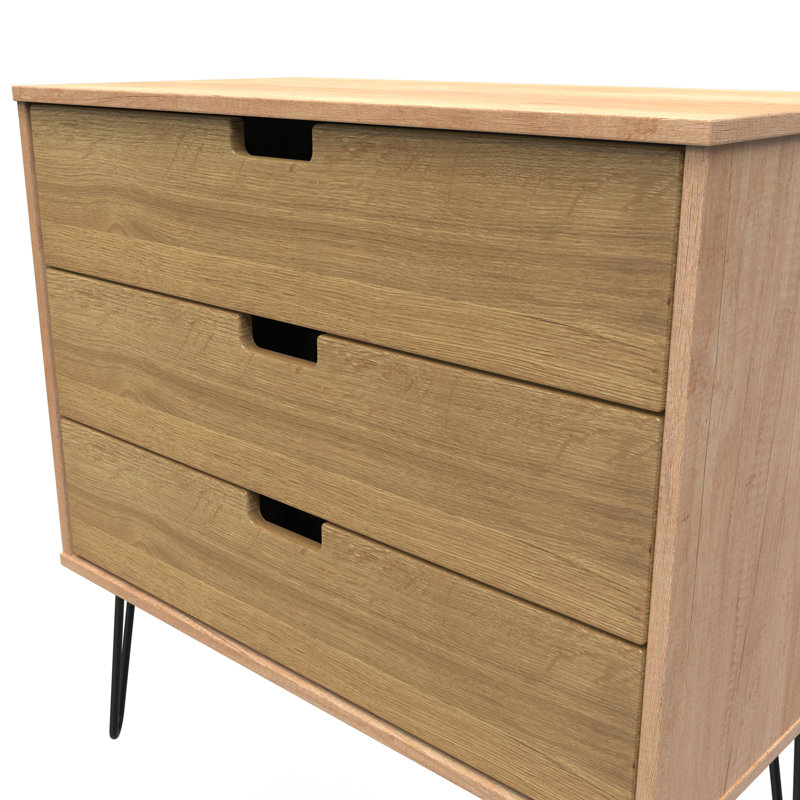 Buldir 3 - Drawer Chest of Drawers, Riviera Oak/Nebraska Oak