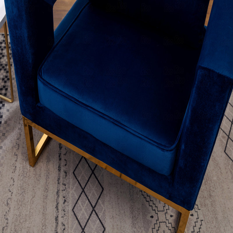 Lenola Contemporary Upholstered Accent Arm Chair, Blue Fabric