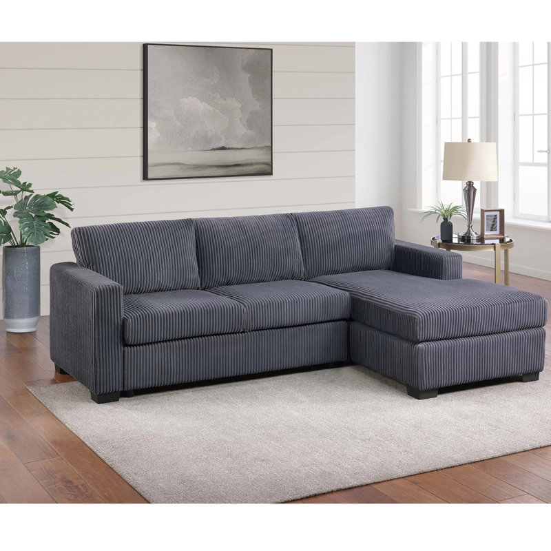 Canapé modulaire 2 pièces en velours côtelé, Velours côtelé gris foncé