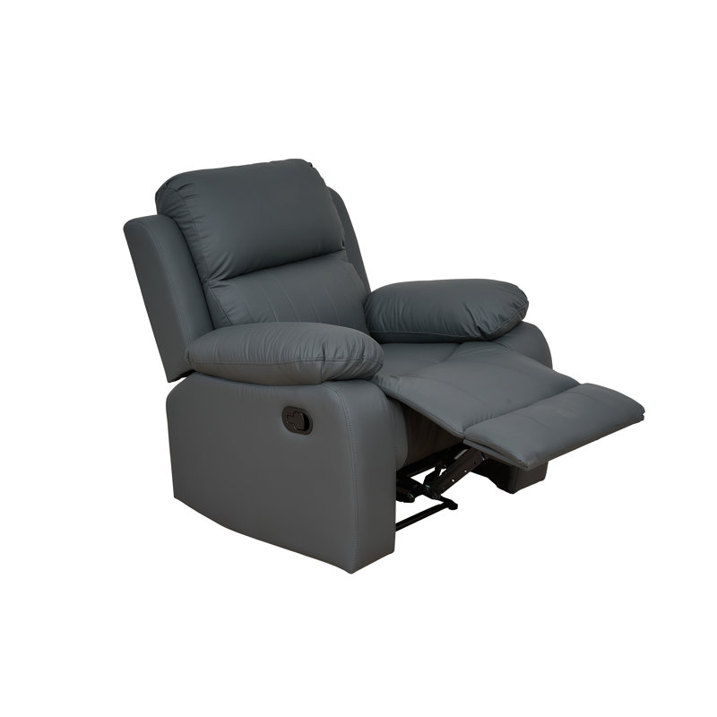 Manual Reclining Faux Leather Armchair Dark Grey, Dark Gray