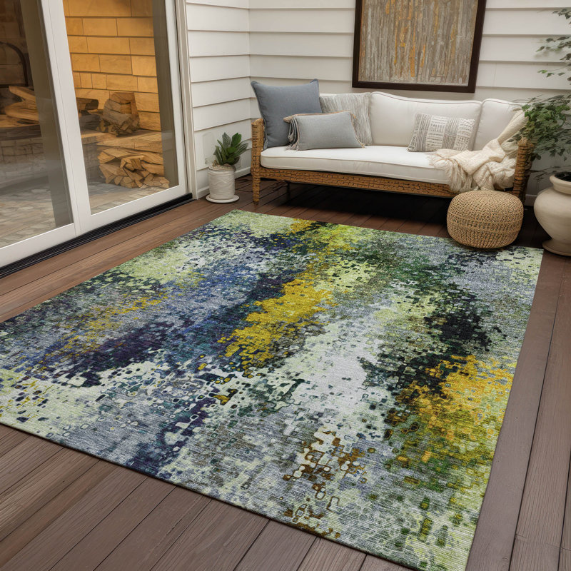 Machine Washable Indoor/Outdoor Boruta ACN2242 Abstract Rug, Rectangle 8' x 10'