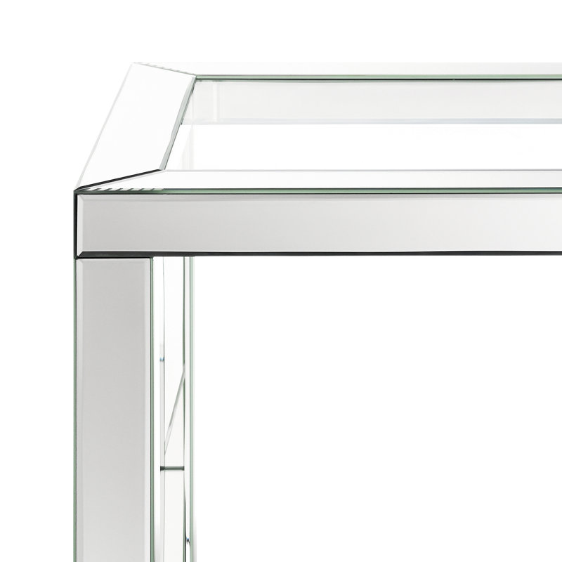Eemil Square End Table with Glass Top in Mirrored and Clear